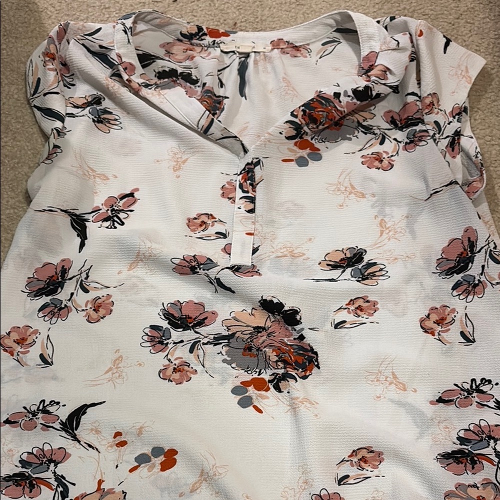 Fun 2 Fun Floral Blouse - White, Pink, Black, Orange